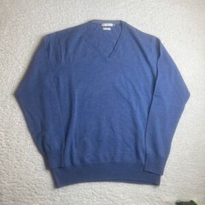 Peter millar men's blue 100% merino wool sweater soft preppy pullover xl